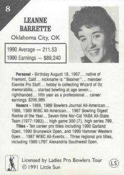 1991 Little Sun Ladies Pro Bowling Tour Strike Force #8 Leanne Barrette Back